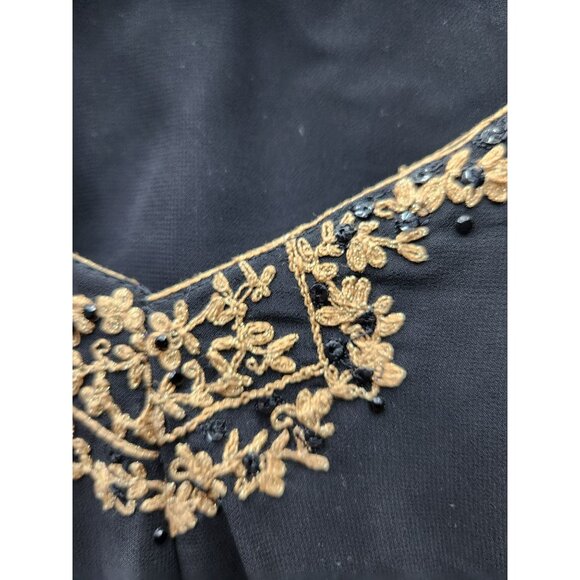 Elegant Black & Gold Embroidered Kurta Dress Size 42 Dry Clean Only - Picture 2 of 6